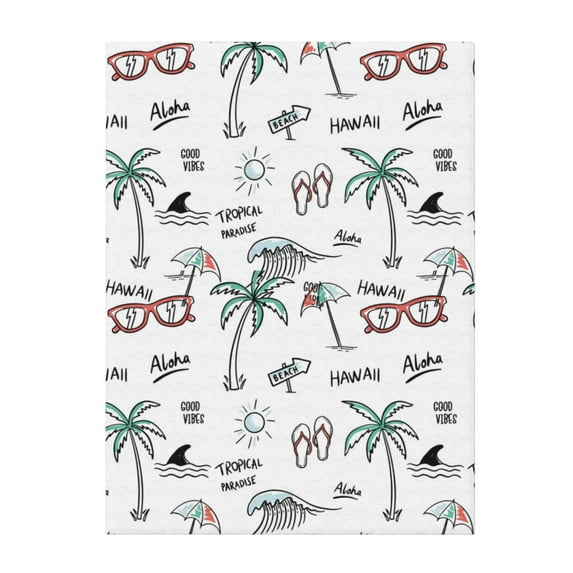 Throw Blanket for Couch Sofa and Bed, Hawaii Palm trees flip flops Super Soft Plush Throw Blanket, Fuzzy Cuteness Comfy Warm Washable Flannel Blanket & Throws for All Season 40"x30"