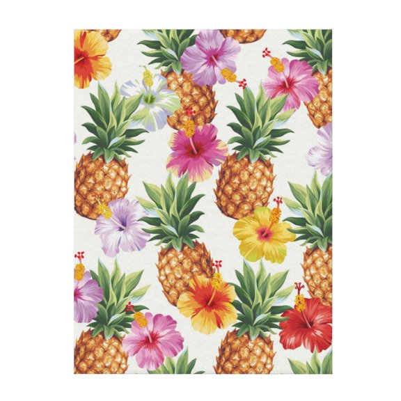 Throw Blanket for Couch Sofa and Bed, Hawaiian Pineapples Super Soft Plush Throw Blanket, Fuzzy Cuteness Comfy Warm Washable Flannel Blanket & Throws for All Season 60"x50"