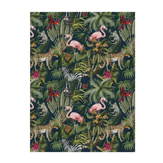 Throw Blanket for Couch Sofa and Bed, Hawaiian Style Flamingo Zebra Super Soft Plush Throw Blanket, Fuzzy Cuteness Comfy Warm Washable Flannel Blanket & Throws for All Season 60"x50"