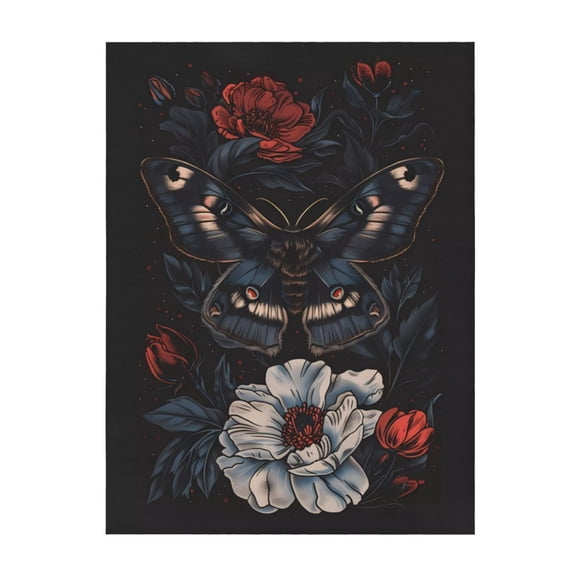 Throw Blanket for Couch Sofa and Bed, Midnight Butterfly Floral Dream Super Soft Cozy Plush Throw Blanket, Fuzzy Lightweight Warm Comfy Cute Flannel Blanket & Throws for All Season