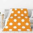 thumbnail image 1 of Throw Blanket for Couch Sofa and Bed, Orange And White Polka Dot Super Soft Cozy Plush Throw Blanket, Fuzzy Lightweight Warm Comfy Cute Flannel Blanket & Throws for All Season 80"x60", 1 of 7