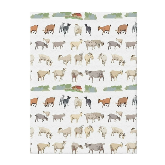 Throw Blanket for Couch Sofa and Bed, Painted Cute Goat Super Soft Plush Throw Blanket, Fuzzy Cuteness Comfy Warm Washable Flannel Blanket & Throws for All Season 40"x30"