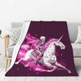 Throw Blanket for Couch Sofa and Bed, Pink Skull White Horse Super Soft