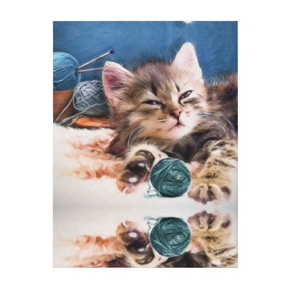 Throw Blanket for Couch Sofa and Bed, Playful Cat Super Soft Plush Throw Blanket, Fuzzy Cuteness Comfy Warm Washable Flannel Blanket & Throws for All Season 40"x30"