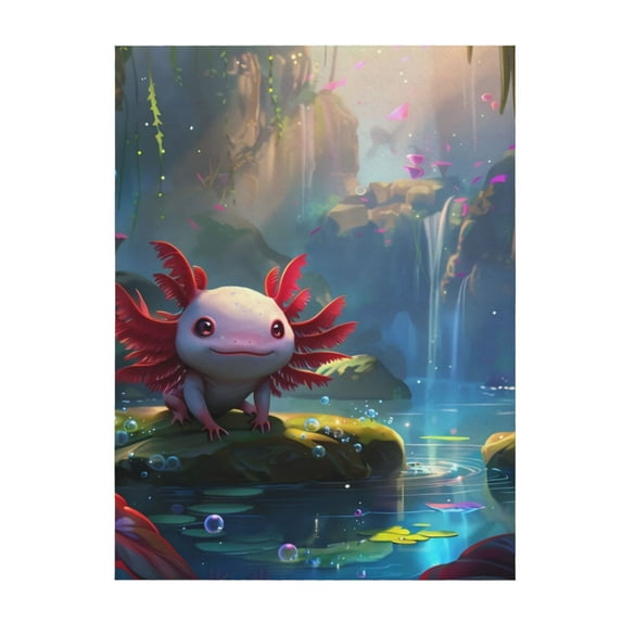 Throw Blanket for Couch Sofa and Bed, Pond Cute Axolotl Super Soft Plush Throw Blanket, Fuzzy Cuteness Comfy Warm Washable Flannel Blanket & Throws for All Season 60"x50"