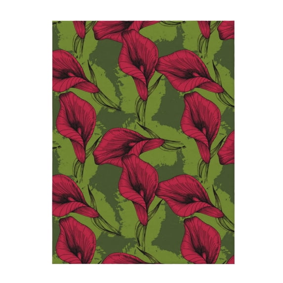 Throw Blanket for Couch Sofa and Bed, Red Calla Lily Flowers Super Soft Plush Throw Blanket, Fuzzy Cuteness Comfy Warm Washable Flannel Blanket & Throws for All Season 40"x30"