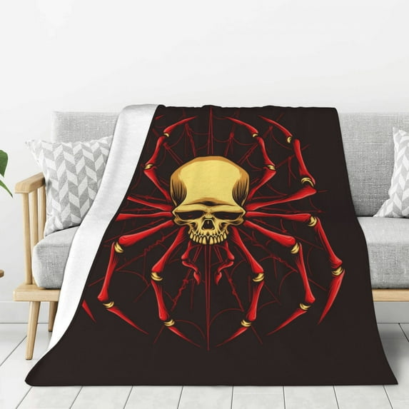 Throw Blanket for Couch Sofa and Bed - Red Skull Spider Super Soft Cozy Funny Plush Throw Blanket, Lightweight Fuzzy Comfy Warm Flannel Blanket & Throws for All Season 60"x50"