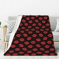 thumbnail image 1 of Throw Blanket for Couch Sofa and Bed, Sexy Red Lips Kiss Super Soft Cozy Plush Throw Blanket, Fuzzy Lightweight Warm Comfy Cute Flannel Blanket & Throws for All Season 60"x50", 1 of 7