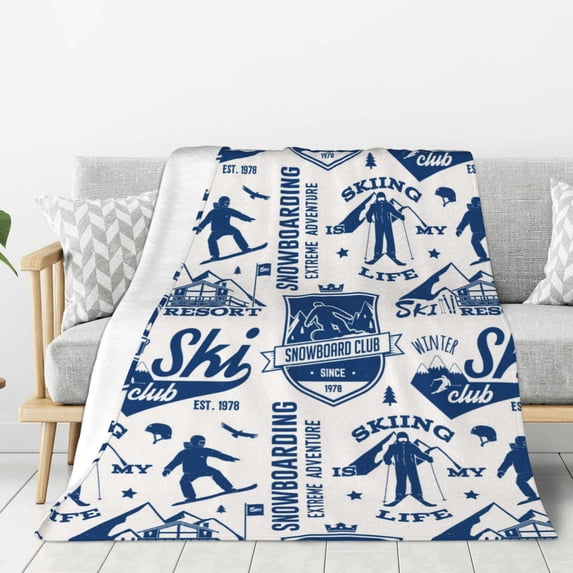 Throw Blanket for Couch Sofa and Bed, Skiing Enthusiast Super Soft Plush Throw Blanket, Fuzzy Cuteness Comfy Warm Washable Flannel Blanket & Throws for All Season 40"x30"