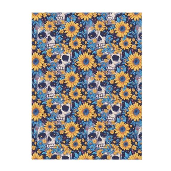 Throw Blanket for Couch Sofa and Bed, Skull daisy yellow blue Super Soft Plush Throw Blanket, Fuzzy Cuteness Comfy Warm Washable Flannel Blanket & Throws for All Season 80"x60"
