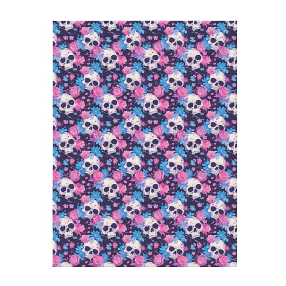 Throw Blanket for Couch Sofa and Bed, Skull flower blue pink Super Soft Plush Throw Blanket, Fuzzy Cuteness Comfy Warm Washable Flannel Blanket & Throws for All Season 60"x50"