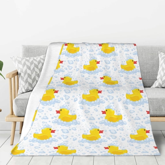 Throw Blanket for Couch Sofa and Bed, Yellow Rubber Duck Super Soft Plush Throw Blanket, Fuzzy Cuteness Comfy Warm Washable Flannel Blanket & Throws for All Season