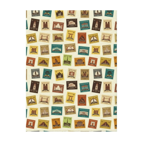 Throw Blanket for Couch Sofa and Bed, colorful Stamps Pattern Super Soft Plush Throw Blanket, Fuzzy Cuteness Comfy Warm Washable Flannel Blanket & Throws for All Season 60"x50"