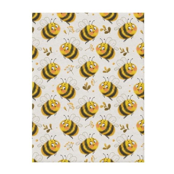 Throw Blanket for Couch Sofa and Bed, cute cartoon bees funny Super Soft Plush Throw Blanket, Fuzzy Cuteness Comfy Warm Washable Flannel Blanket & Throws for All Season 60"x50"