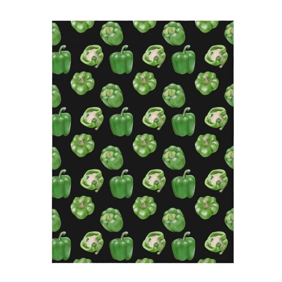 Throw Blanket for Couch Sofa and Bed, green Bell Pepper Print Super Soft Plush Throw Blanket, Fuzzy Cuteness Comfy Warm Washable Flannel Blanket & Throws for All Season