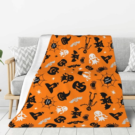 Throw Blanket for Couch Sofa and Bed, halloween pumpkin contexts Super Soft Plush Throw Blanket, Fuzzy Cuteness Comfy Warm Washable Flannel Blanket & Throws for All Season 80"x60"