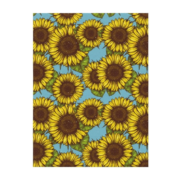 Throw Blanket for Couch Sofa and Bed, yellow Sunflowers Blue Super Soft Plush Throw Blanket, Fuzzy Cuteness Comfy Warm Washable Flannel Blanket & Throws for All Season