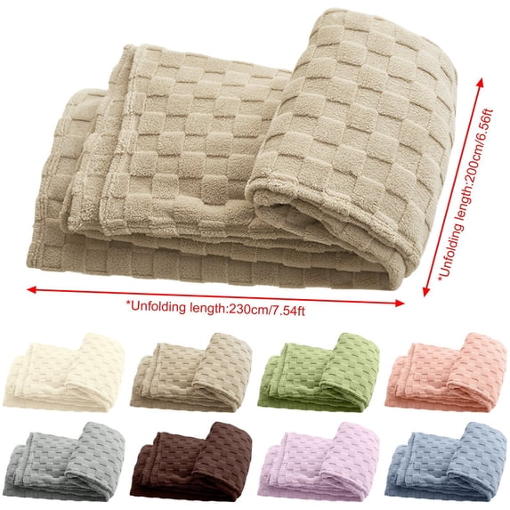 Throw Blanket for Couch, Soft Blanket Checkered Knit Throw Blanket, Cozy Blanket Decorative Sofa Throw, Premium Throw Blankets, Fuzzy Blanket, Knitted Fabric Cover Blanket,Beige 27.56×39.37 in