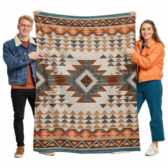 Throw Blanket for Couch, Southwestern Geometric Art Soft Cozy Warm Flannel Blanket 30x40in, Rustic Tribal Arrows Lightweight Fleece Throw Blankets for Sofa Bedroom Office All Season Use