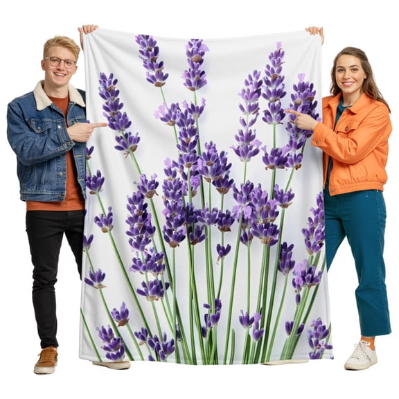 Throw Blanket for Couch, Spring Flower Lavender Soft Cozy Warm Flannel Blanket 30x40in, Country Purple Floral Art Lightweight Fleece Throw Blankets for Sofa Bedroom Office All Season Use