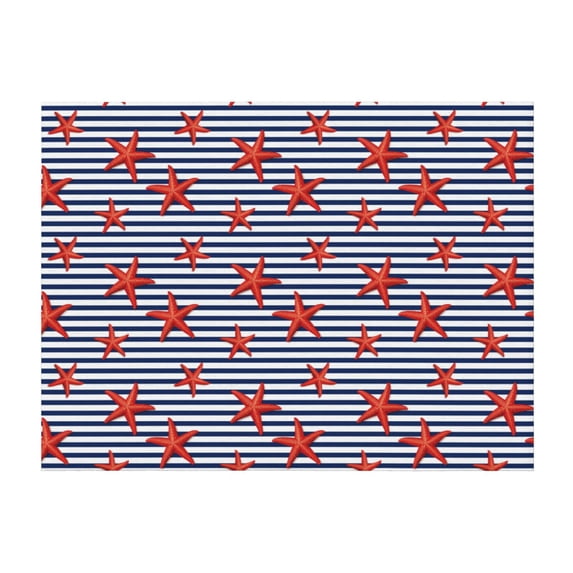 Throw Blanket for Couch, Starfish Navy Blue Stripe Super Soft Fuzzy Comfy Warm Throw Blanket, Cuteness Lightweight Cozy Plush Flannel Blanket & Throws for Sofa and Bed All Season