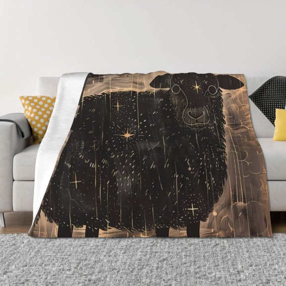 Throw Blanket for Couch - Starry Night Black Sheep Soft Comfy Lightweight Cozy Warm Throw Blanket, Fuzzy Plush Flannel Blanket & Throws for Sofa and Bed All Season