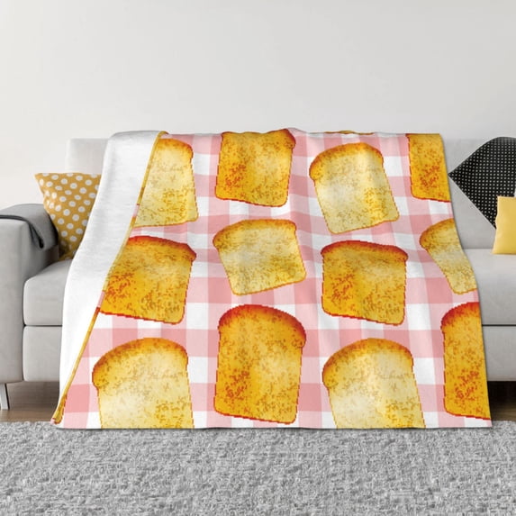 Throw Blanket for Couch - Tasty Toasts Soft Comfy Lightweight Cozy Warm Throw Blanket, Fuzzy Plush Flannel Blanket & Throws for Sofa and Bed All Season
