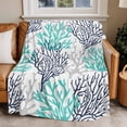 thumbnail image 1 of Throw Blanket for Couch Teal Grey Coral Soft Fleece Flannel Blankets Cozy Lightweight Blanket for Home Sofa Living Room Ocean Marine Life Bed Throws 40" x 60", 1 of 9