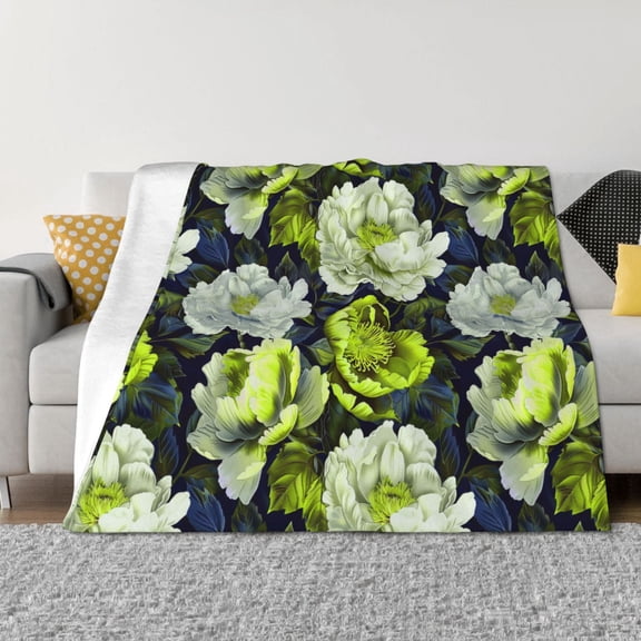 Throw Blanket for Couch - Teal floral elegance Soft Comfy Lightweight Cozy Warm Throw Blanket, Fuzzy Plush Flannel Blanket & Throws for Sofa and Bed All Season