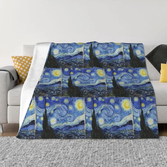 Throw Blanket for Couch - The Starry Night Soft Comfy Lightweight Cozy Warm Throw Blanket, Fuzzy Plush Flannel Blanket & Throws for Sofa and Bed All Season