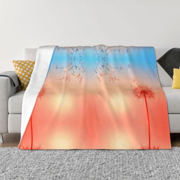 Throw Blanket for Couch - The Sunset of Dandelion Soft Comfy Lightweight Cozy Warm Throw Blanket, Fuzzy Plush Flannel Blanket & Throws for Sofa and Bed All Season