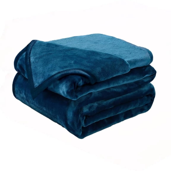 Throw Blanket for Couch - Thick and Warm Blanket for Winter, Soft and Fuzzy Throw Blanket for Sofa, Fall Throw Blanket, 63" × 51" Letter Printed Blanket, Blue