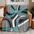 thumbnail image 1 of Throw Blanket for Couch Turquoise Grey Soft Fleece Flannel Blankets Cozy Lightweight Blanket for Home Sofa Living Room Modern Geometric Circle Bed Throws 50" x 60", 1 of 9