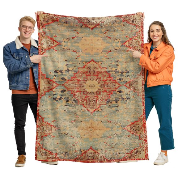 Throw Blanket for Couch, Vintage Bohemian Pattern Soft Cozy Warm Flannel Blanket 30x40in, Abstract Turkish Tattoos Lightweight Fleece Throw Blankets for Sofa Bedroom Office All Season Use