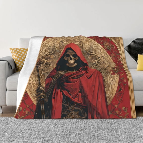 Throw Blanket for Couch - Vintage Rose Scepter Skull Soft Comfy Lightweight Cozy Warm Throw Blanket, Fuzzy Plush Flannel Blanket & Throws for Sofa and Bed All Season