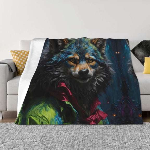 Throw Blanket for Couch - Vintage Wolf Warrior Soft Comfy Lightweight Cozy Warm Throw Blanket, Fuzzy Plush Flannel Blanket & Throws for Sofa and Bed All Season