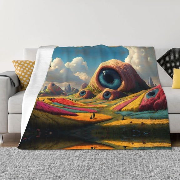 Throw Blanket for Couch - Vivid Eyeball Hillscape Soft Comfy Lightweight Cozy Warm Throw Blanket, Fuzzy Plush Flannel Blanket & Throws for Sofa and Bed All Season