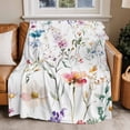 thumbnail image 1 of Throw Blanket for Couch Watercolor Spring Flowers Soft Fleece Flannel Blankets Cozy Lightweight Blanket for Home Sofa Living Room Spring Garden Bed Throws 40" x 60", 1 of 9