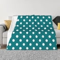 thumbnail image 1 of Throw Blanket for Couch - White Polka Dots With Teal Background Soft Comfy Lightweight Cozy Warm Throw Blanket, Fuzzy Plush Flannel Blanket & Throws for Sofa and Bed All Season, 1 of 8