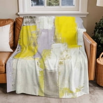 Throw Blanket for Couch Yellow Gray Block Soft Fleece Flannel Blankets Cozy Lightweight Blanket for Home Sofa Living Room Abstract Art Bed Throws 40" x 50"