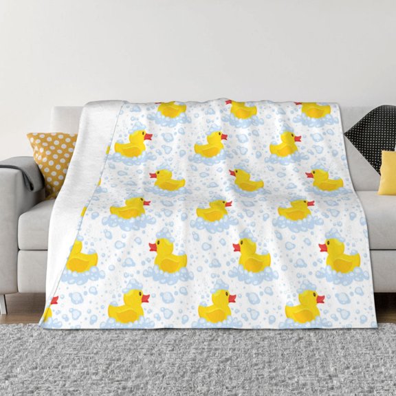 Throw Blanket for Couch - Yellow Rubber Duck Soft Comfy Lightweight Cozy Warm Throw Blanket, Fuzzy Plush Flannel Blanket & Throws for Sofa and Bed All Season