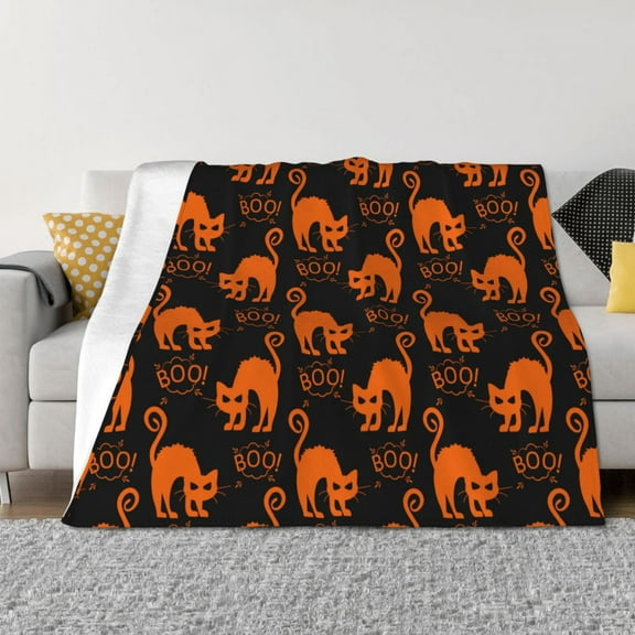 Throw Blanket for Couch - boo cat halloween Soft Comfy Lightweight Cozy Warm Throw Blanket, Fuzzy Plush Flannel Blanket & Throws for Sofa and Bed All Season
