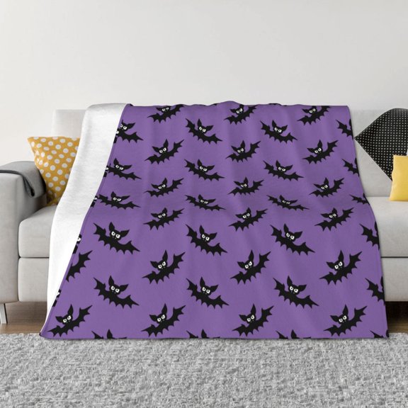 Throw Blanket for Couch - cool bats gothic Halloween purple Soft Comfy Lightweight Cozy Warm Throw Blanket, Fuzzy Plush Flannel Blanket & Throws for Sofa and Bed All Season