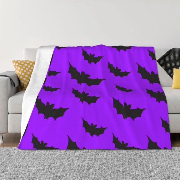 Throw Blanket for Couch - cute bats violent Halloween Soft Comfy Lightweight Cozy Warm Throw Blanket, Fuzzy Plush Flannel Blanket & Throws for Sofa and Bed All Season