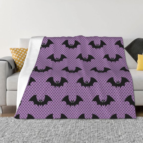 Throw Blanket for Couch - halloween bat print Soft Comfy Lightweight Cozy Warm Throw Blanket, Fuzzy Plush Flannel Blanket & Throws for Sofa and Bed All Season