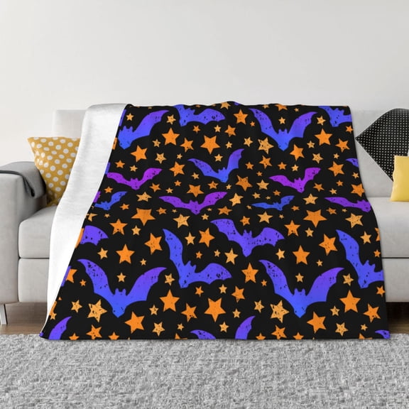 Throw Blanket for Couch - halloween bat star Soft Comfy Lightweight Cozy Warm Throw Blanket, Fuzzy Plush Flannel Blanket & Throws for Sofa and Bed All Season