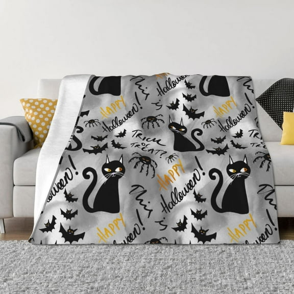 Throw Blanket for Couch - halloween cat Soft Comfy Lightweight Cozy Warm Throw Blanket, Fuzzy Plush Flannel Blanket & Throws for Sofa and Bed All Season