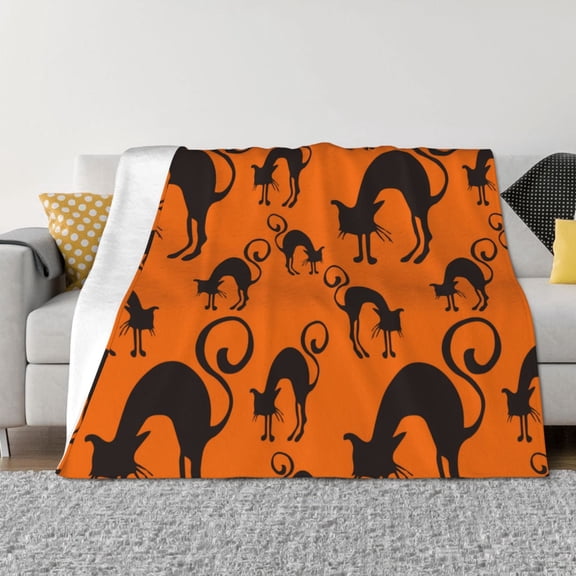 Throw Blanket for Couch - halloween cat funny Soft Comfy Lightweight Cozy Warm Throw Blanket, Fuzzy Plush Flannel Blanket & Throws for Sofa and Bed All Season