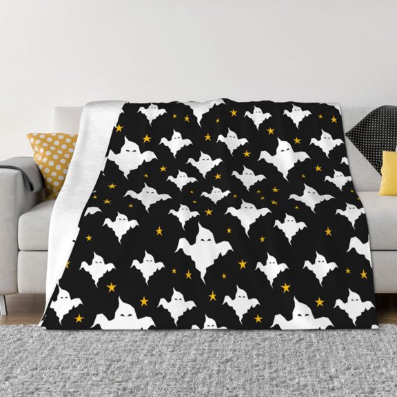 Throw Blanket for Couch - halloween ghost star Soft Comfy Lightweight Cozy Warm Throw Blanket, Fuzzy Plush Flannel Blanket & Throws for Sofa and Bed All Season
