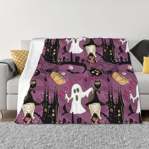 Throw Blanket for Couch - halloween witch cartoon Soft Comfy Lightweight Cozy Warm Throw Blanket, Fuzzy Plush Flannel Blanket & Throws for Sofa and Bed All Season